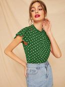 Butterfly<b style="color:White;"><font size="1"> -</font></b>Sleeve<b style="color:White;"><font size="1"> -</font></b>Polka Dot Frill Blouse