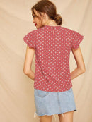 Butterfly<b style="color:White;"><font size="1"> -</font></b>Sleeve<b style="color:White;"><font size="1"> -</font></b>Polka Dot Frill Blouse