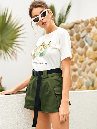 Dual<b style="color:White;"><font size="1"> -</font></b>Pocket Self Waist Utility Shorts