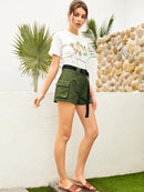 Dual<b style="color:White;"><font size="1"> -</font></b>Pocket Self Waist Utility Shorts