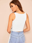 Wrap<b style="color:White;"><font size="1"> -</font></b>Front<b style="color:White;"><font size="1"> -</font></b>O-ring Detail Rib-knit Tank Top