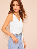 Wrap<b style="color:White;"><font size="1"> -</font></b>Front<b style="color:White;"><font size="1"> -</font></b>O-ring Detail Rib-knit Tank Top