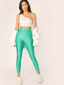 Button<b style="color:White;"><font size="1"> -</font></b>Front<b style="color:White;"><font size="1"> -</font></b>Neon Blue Crop Leggings