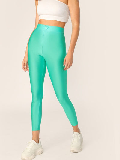 Button<b style="color:White;"><font size="1"> -</font></b>Front<b style="color:White;"><font size="1"> -</font></b>Neon Blue Crop Leggings