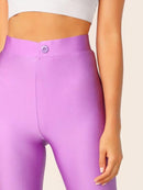 Button<b style="color:White;"><font size="1"> -</font></b>Front<b style="color:White;"><font size="1"> -</font></b>Neon Blue Crop Leggings