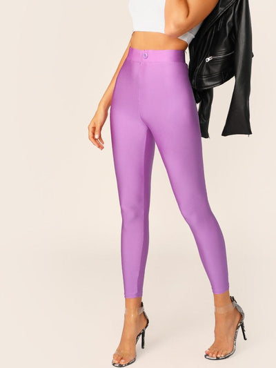 Button<b style="color:White;"><font size="1"> -</font></b>Front<b style="color:White;"><font size="1"> -</font></b>Neon Blue Crop Leggings