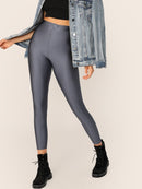 Button<b style="color:White;"><font size="1"> -</font></b>Front<b style="color:White;"><font size="1"> -</font></b>Neon Blue Crop Leggings