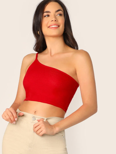 One<b style="color:White;"><font size="1"> -</font></b>Shoulder Rib-knit Top