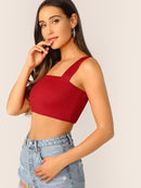 Rib<b style="color:White;"><font size="1"> -</font></b>Knit Crop Fitted Top