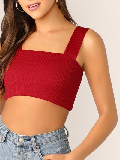 Rib<b style="color:White;"><font size="1"> -</font></b>Knit Crop Fitted Top