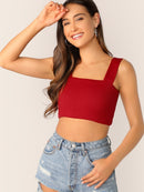 Rib<b style="color:White;"><font size="1"> -</font></b>Knit Crop Fitted Top