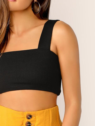 Rib<b style="color:White;"><font size="1"> -</font></b>Knit Crop Fitted Top