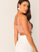 Rib<b style="color:White;"><font size="1"> -</font></b>Knit Crop Fitted Top