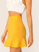 Flounce<b style="color:White;"><font size="1"> -</font></b>Hem Solid Skirt