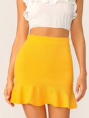 Flounce<b style="color:White;"><font size="1"> -</font></b>Hem Solid Skirt