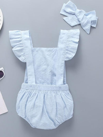 Baby<b style="color:White;"><font size="1"> -</font></b>Ruffle<b style="color:White;"><font size="1"> -</font></b>Trim<b style="color:White;"><font size="1"> -</font></b>Swiss Dot Romper With Headband