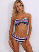 Scallop<b style="color:White;"><font size="1"> -</font></b>Trim<b style="color:White;"><font size="1"> -</font></b>Bandeau & Colorblock Striped Bikini