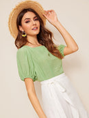 Puff<b style="color:White;"><font size="1"> -</font></b>Sleeve Zip Back Top