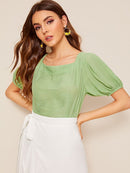 Puff<b style="color:White;"><font size="1"> -</font></b>Sleeve Zip Back Top