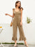 Button<b style="color:White;"><font size="1"> -</font></b>Front<b style="color:White;"><font size="1"> -</font></b>Shirred Ruffle Hem Jumpsuit