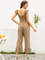 Button<b style="color:White;"><font size="1"> -</font></b>Front<b style="color:White;"><font size="1"> -</font></b>Shirred Ruffle Hem Jumpsuit