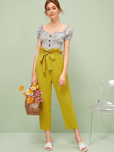 Paperbag<b style="color:White;"><font size="1"> -</font></b>Waist Belted Textured Pants