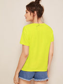 Neon<b style="color:White;"><font size="1"> -</font></b>Orange Letter Print Tee