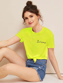 Neon<b style="color:White;"><font size="1"> -</font></b>Orange Letter Print Tee