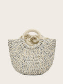 Moon<b style="color:White;"><font size="1"> -</font></b>Shaped Woven Tote Bag