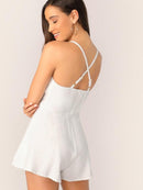 Crisscross<b style="color:White;"><font size="1"> -</font></b>Back<b style="color:White;"><font size="1"> -</font></b>Button Front Cami Romper