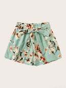 Floral<b style="color:White;"><font size="1"> -</font></b>Print Belted Shorts