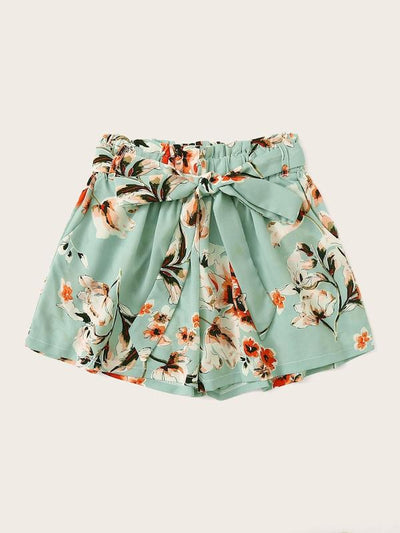 Floral<b style="color:White;"><font size="1"> -</font></b>Print Belted Shorts