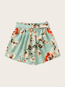 Floral<b style="color:White;"><font size="1"> -</font></b>Print Belted Shorts