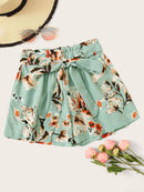 Floral<b style="color:White;"><font size="1"> -</font></b>Print Belted Shorts