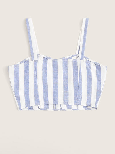 Striped<b style="color:White;"><font size="1"> -</font></b>Button Front Cami Top