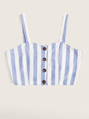 Striped<b style="color:White;"><font size="1"> -</font></b>Button Front Cami Top