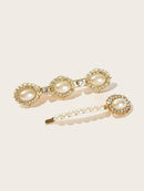 Rhinestone<b style="color:White;"><font size="1"> -</font></b>&<b style="color:White;"><font size="1"> -</font></b>Faux Pearl Decor Hairpin 2pcs