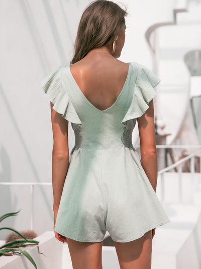 Simplee<b style="color:White;"><font size="1"> -</font></b>Ruffle<b style="color:White;"><font size="1"> -</font></b>Armhole Shirred Panel Romper