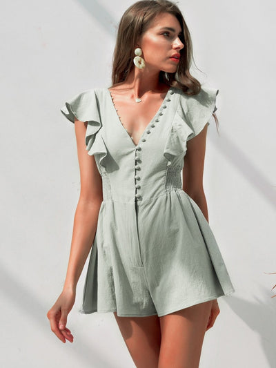 Simplee<b style="color:White;"><font size="1"> -</font></b>Ruffle<b style="color:White;"><font size="1"> -</font></b>Armhole Shirred Panel Romper