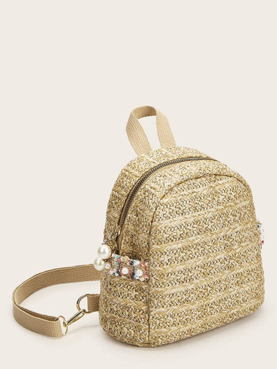 Faux<b style="color:White;"><font size="1"> -</font></b>Pearl Decor Braided Backpack