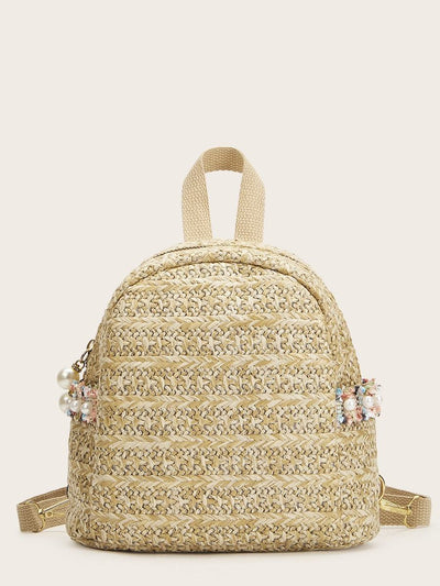 Faux<b style="color:White;"><font size="1"> -</font></b>Pearl Decor Braided Backpack