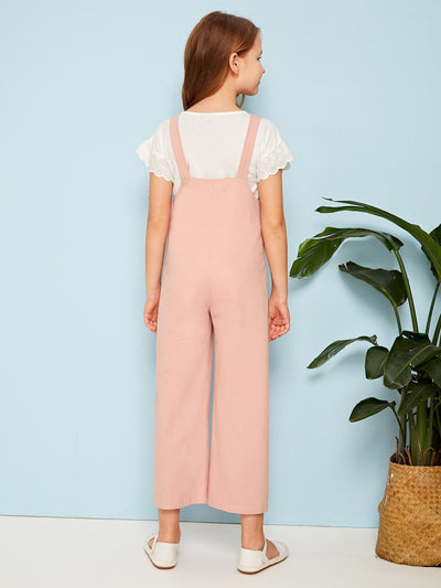 Girls<b style="color:White;"><font size="1"> -</font></b>Pocket<b style="color:White;"><font size="1"> -</font></b>Patched Wide Leg Overalls