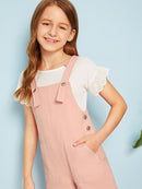 Girls<b style="color:White;"><font size="1"> -</font></b>Pocket<b style="color:White;"><font size="1"> -</font></b>Patched Wide Leg Overalls