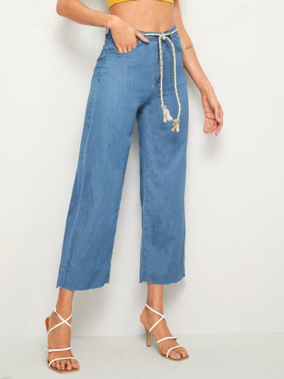 Rope<b style="color:White;"><font size="1"> -</font></b>Belted<b style="color:White;"><font size="1"> -</font></b>Wide Leg Crop Jeans