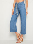 Rope<b style="color:White;"><font size="1"> -</font></b>Belted<b style="color:White;"><font size="1"> -</font></b>Wide Leg Crop Jeans