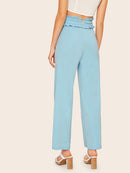 Frill<b style="color:White;"><font size="1"> -</font></b>Trim Zipper Back Pants