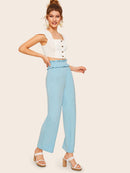 Frill<b style="color:White;"><font size="1"> -</font></b>Trim Zipper Back Pants