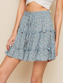 Ditsy<b style="color:White;"><font size="1"> -</font></b>Floral Drawstring Waist Frill Trim Skirt