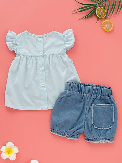 Baby<b style="color:White;"><font size="1"> -</font></b>Babydoll<b style="color:White;"><font size="1"> -</font></b>Top With Denim Shorts