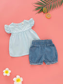 Baby<b style="color:White;"><font size="1"> -</font></b>Babydoll<b style="color:White;"><font size="1"> -</font></b>Top With Denim Shorts